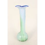 An blue and green fluted flared neck vase,