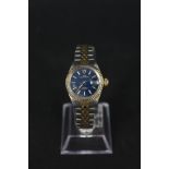 A lady's bi-metal Tudor Princess Oyster date with date aperture (blue dial),