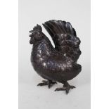 A Japanese Meiji period bronze cockerel