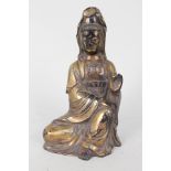 A Chinese gilt bronze Kwan Yin,