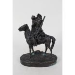 A 19th Century Russian bronze of a mounted cossack and woman by Vasili Grachev,