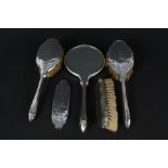 A silver brush and mirror set (as found)