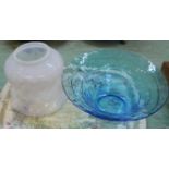 A Murano glass opal shade and blue bowl