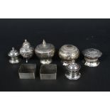 A pair of silver square napkin rings with engine turned decoration and a quantity of Indian silver