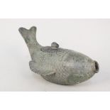 A Chinese patinated bronze censer in the form of a fish,