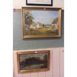 William Grant oil on canvas of a Suffolk village scene plus an oil titled 'Dereham',