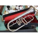 A cased Lafleur Alliance silver plated flugelhorn