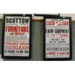 Two framed and glazed auction posters,