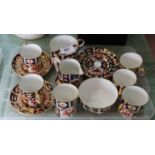 A Royal Crown Derby Japan pattern part coffee set plus a moustache cup