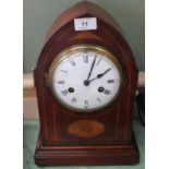 An Edwardian inlaid mahogany mantel clock,