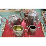 A Victorian four piece engraved silver plated tea and coffee set by Walker & Hall