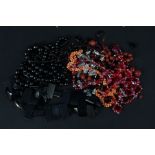 A mixed lot of bead necklaces including coral,