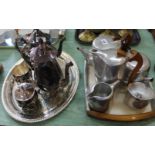 A silver plated four piece tea set,
