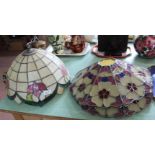 A leaded lamp shade plus two others in leaded style