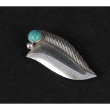 An Amazonite silver dress clip brooch, stamped Dinkelsbruhl 935 to reverse,