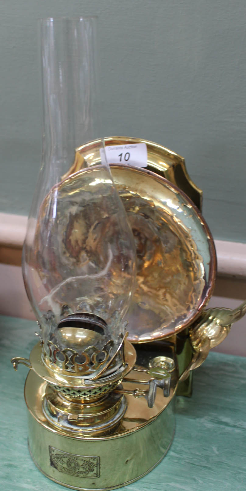 A Youngs patent brass oil lamp