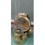 A Youngs patent brass oil lamp