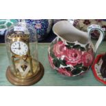 A Kienzle dome glass top clock plus a Wemyss jug (as found)