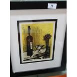 Bernard Buffet coloured lithograph 'Bread and Wine', with certificate 1967,