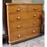 A satin birch Victorian five drawer chest