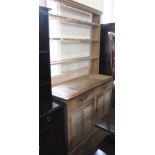 A late Victorian open back pine kitchen dresser (as found)