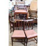 A set of four 19th Century mahogany dining chairs plus an early 19th Century mahogany carver