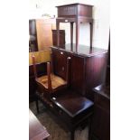 A Stag two door two drawer cabinet plus a telephone chair and a pair of side tables