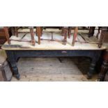 A large Victorian farm house table with scrubbed top (as found)