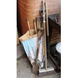 Mixed garden tools plus chimney sweep poles