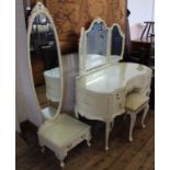 A 1950's style white and gilt dressing table with mirrored stand