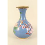 A blue ground cloisonne floral vase,