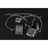 Two silver watch chains,