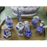 Various Chinese and Japanese blue and white vases and china