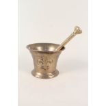 A 17th Century lead bronze mortar with fleur-de-lys decoration,