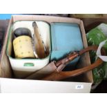 Enamel bread bin, kitchen sundries,