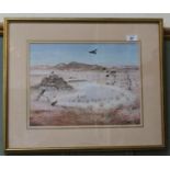 Arthur Boyd print of an Australian outback scene with birds 'The Waterhole',