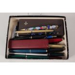 Various pens including Conway Steward, Dinkie 550, Parker,