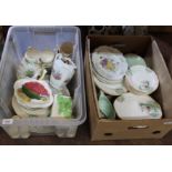 A Pountney & Co crinoline lady part tea and dinner set plus other china (two boxes)