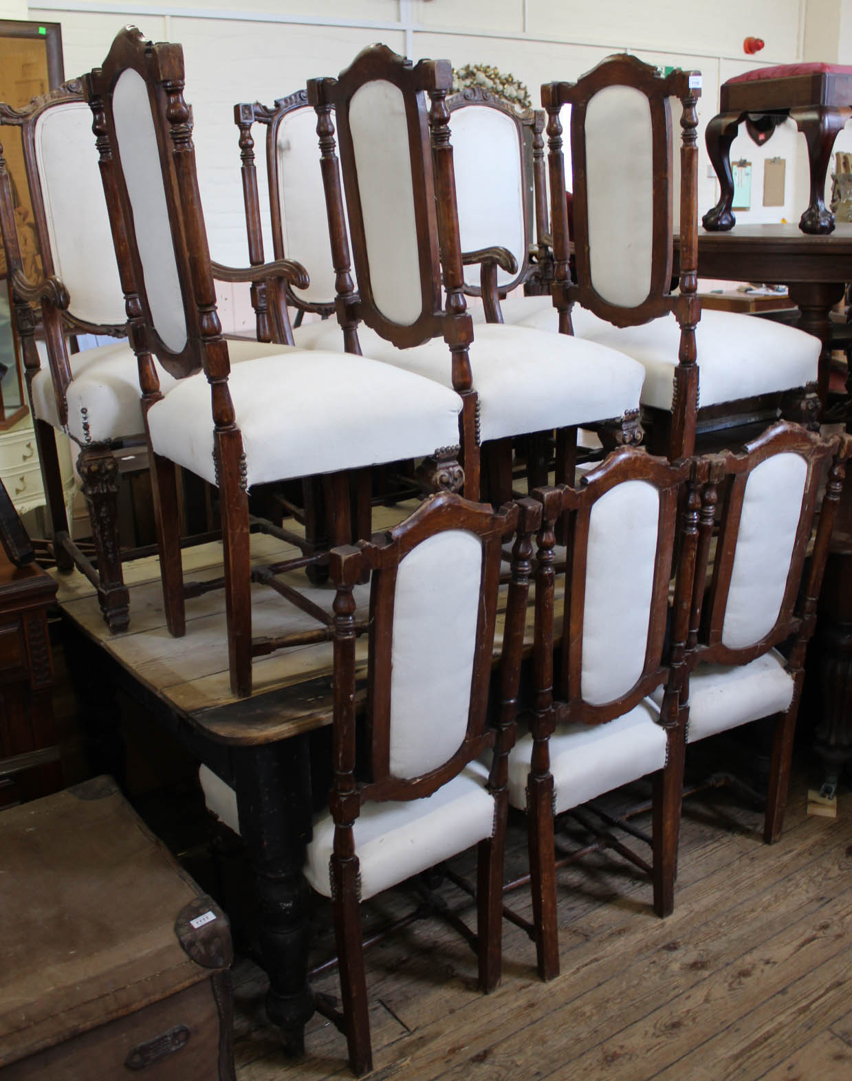 A set of ten 19th Century French dining chairs including two carvers