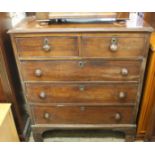 A Georgian mahogany cut five drawer chest (as found)