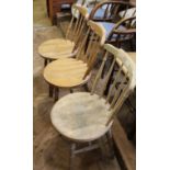 A set of three beech cafe chairs