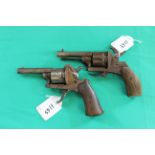 Two Victorian 7mm pin-fire revolvers (both as found)