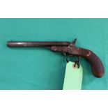 A continental single shot 'Flobert' target pistol (approx 7mm rim fire cal),