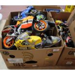 Eleven various large sale plastic motor cycles