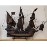 A wood model galleon