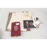 Paperwork relating to Flight Lt A.W.Clemson including passport, a biplane photo, S.S.