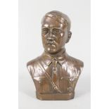 A brass bust of Adolf Hitler,