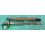 A British model 1856 Infantry Pioneers hanger/sword, hilt marked 'V MX 37 4',