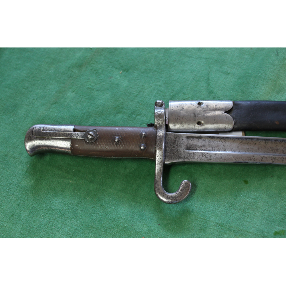 An Austrian model 1870 sabre bayonet with a leather scabbard - Image 2 of 2