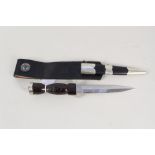 A Sgian Dubh with sheath and leather frog,